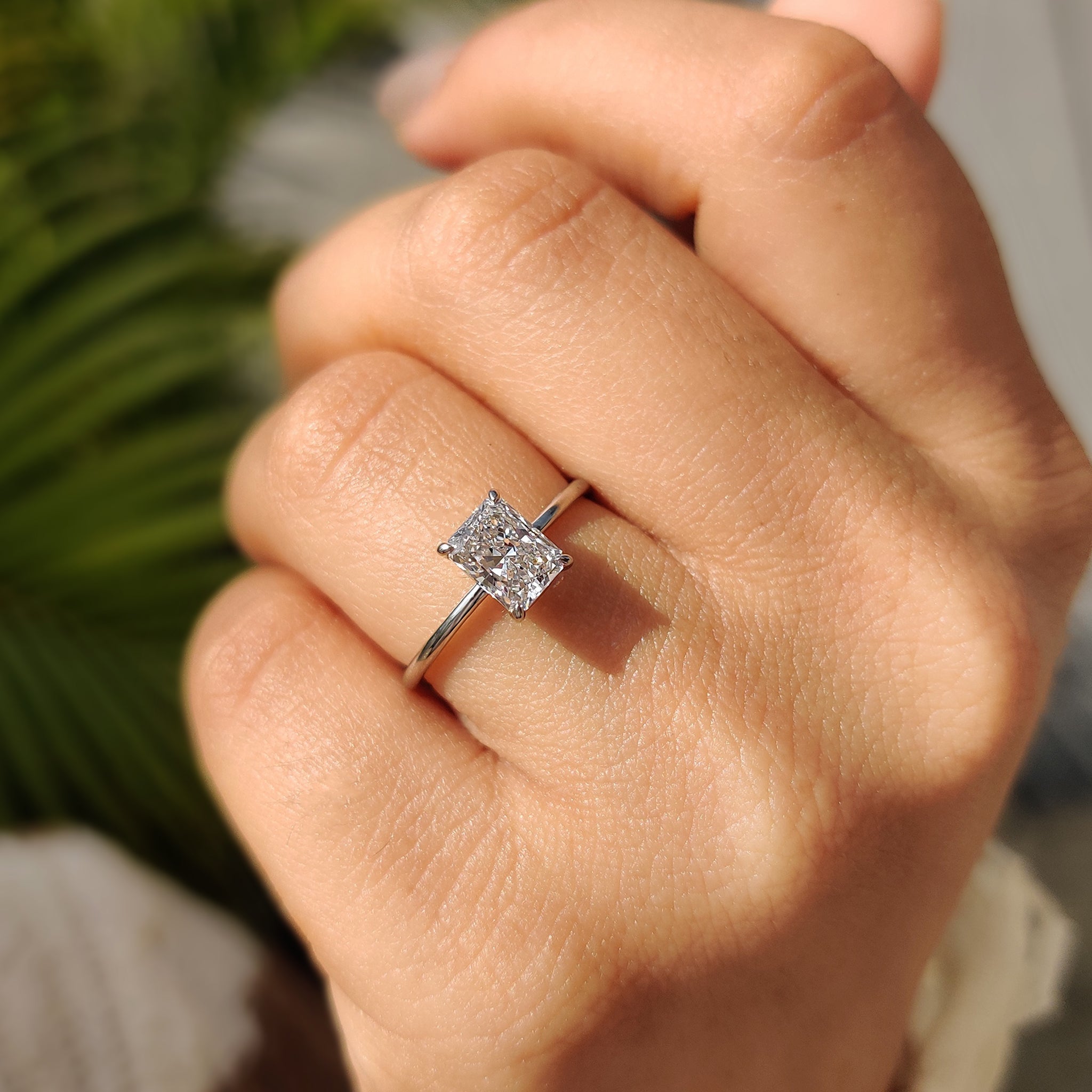 Cushion Hidden Halo Lab Grown Diamond Engagement Ring